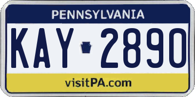 PA license plate KAY2890