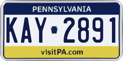 PA license plate KAY2891