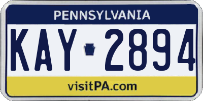 PA license plate KAY2894