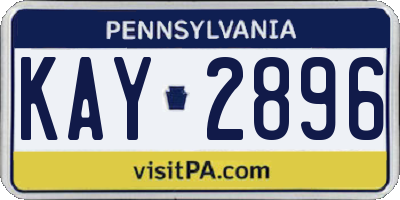 PA license plate KAY2896