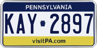 PA license plate KAY2897