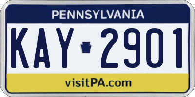 PA license plate KAY2901