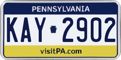 PA license plate KAY2902