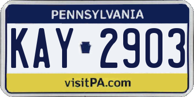 PA license plate KAY2903
