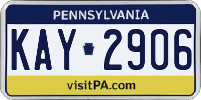 PA license plate KAY2906