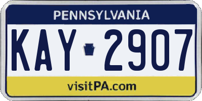 PA license plate KAY2907