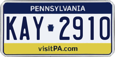 PA license plate KAY2910