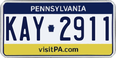 PA license plate KAY2911