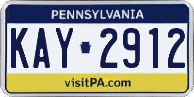 PA license plate KAY2912
