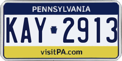 PA license plate KAY2913