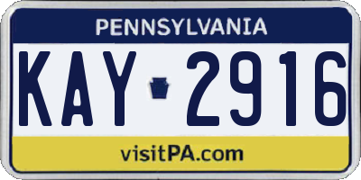 PA license plate KAY2916
