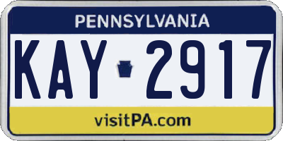 PA license plate KAY2917