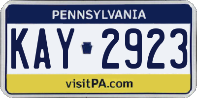 PA license plate KAY2923