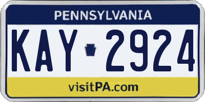 PA license plate KAY2924
