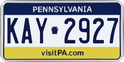 PA license plate KAY2927