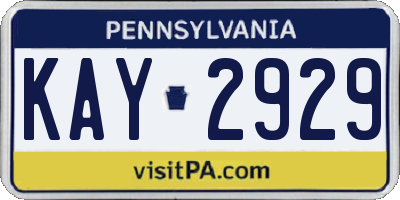 PA license plate KAY2929