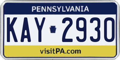 PA license plate KAY2930
