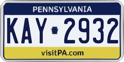 PA license plate KAY2932