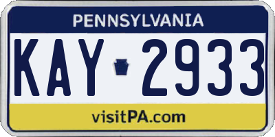 PA license plate KAY2933