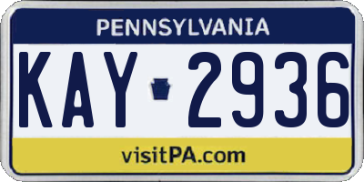 PA license plate KAY2936