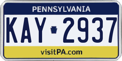 PA license plate KAY2937