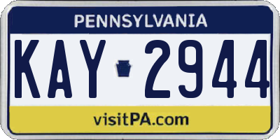 PA license plate KAY2944