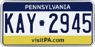 PA license plate KAY2945