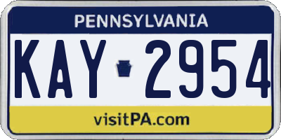 PA license plate KAY2954