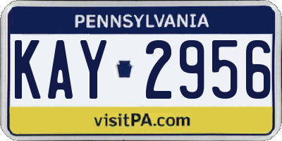 PA license plate KAY2956