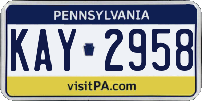 PA license plate KAY2958