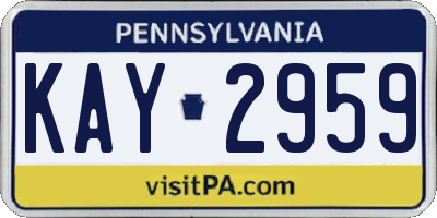 PA license plate KAY2959