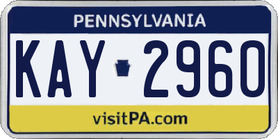 PA license plate KAY2960