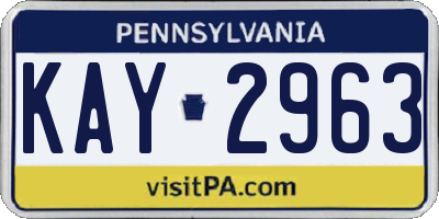 PA license plate KAY2963