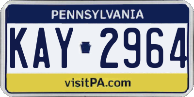 PA license plate KAY2964