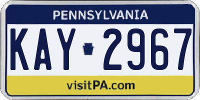 PA license plate KAY2967