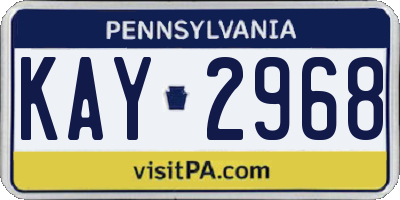 PA license plate KAY2968