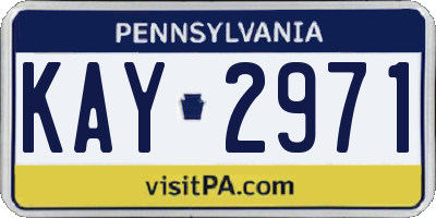 PA license plate KAY2971