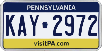 PA license plate KAY2972