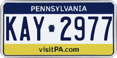 PA license plate KAY2977