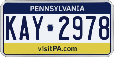 PA license plate KAY2978