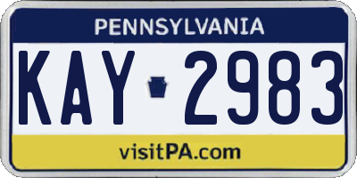 PA license plate KAY2983