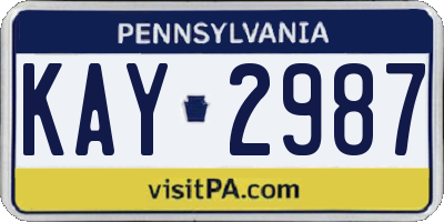 PA license plate KAY2987