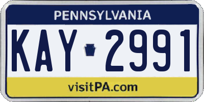 PA license plate KAY2991