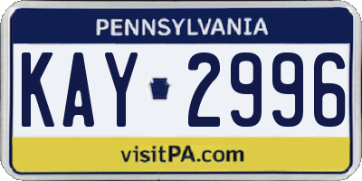 PA license plate KAY2996