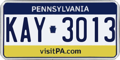 PA license plate KAY3013