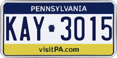 PA license plate KAY3015