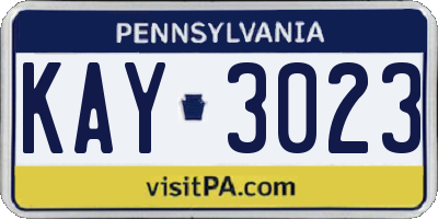 PA license plate KAY3023