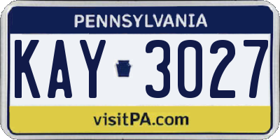 PA license plate KAY3027