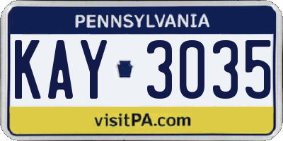 PA license plate KAY3035