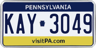 PA license plate KAY3049